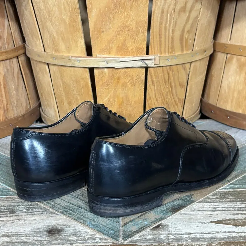 Johnston & Murphy Limited Black Leather Brogue Cap-Toe Dress Shoes Men 8.5 EEE